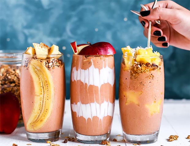 Banana and fruit smoothies