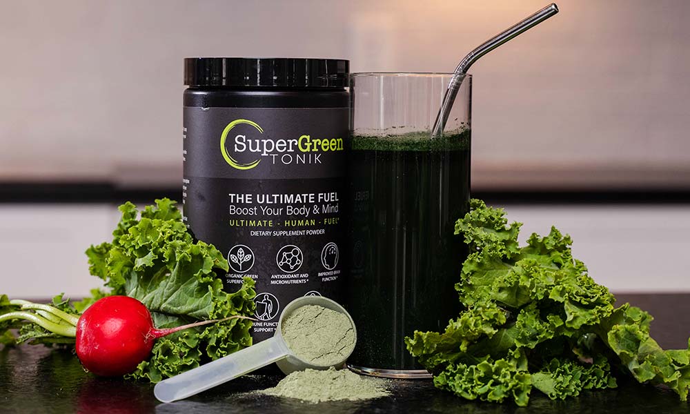 Supergreen Tonik glass and powder